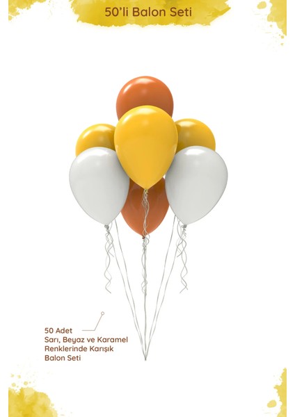 Güneş Temalı Balon Seti - 12" Pastel Sarı, Karamel ve Beyaz Karışık Balon - 50 Adet