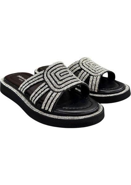 Taşlı Şeritli Anatomik Taban Bayan Terlik