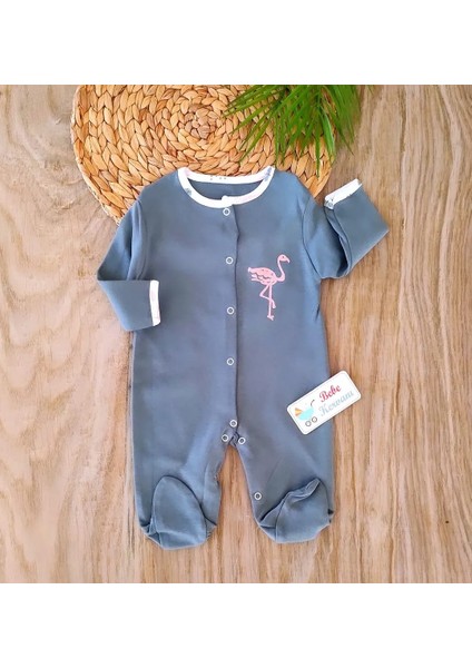 Kız Bebek Flamingo Temalı %100 Pamuklu Kız Bebek 3lü Tulum Seti BBK5897