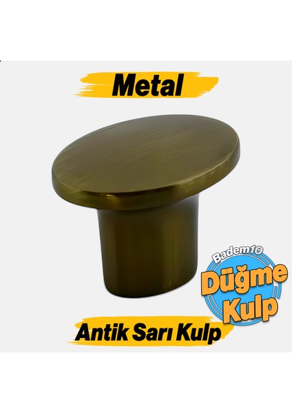 Avcı Antik Sarı Kulp Düğme Tek Vidalı Çekmece Mutfak Mobilya Dolabı Dolap Metal Kulpları