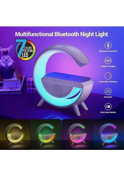 G Speaker Bt-2301 Kablosuz Şarj Özellikli Led Işıklı Bluetooth Hoparlör Masa Lambası