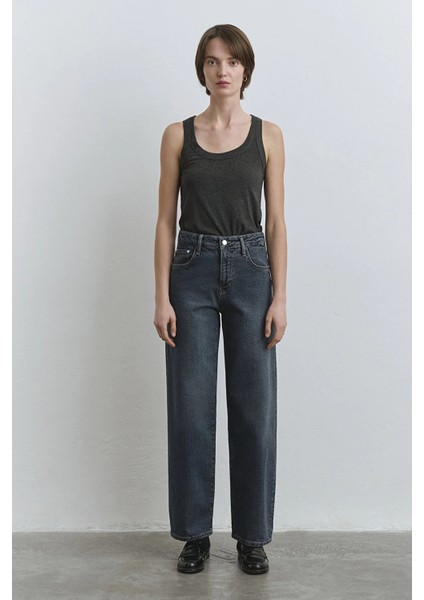 Leila Baggy Fit Yüksek Bel Daralan Paça Jeans Bayan Kot Pantolon 1010600