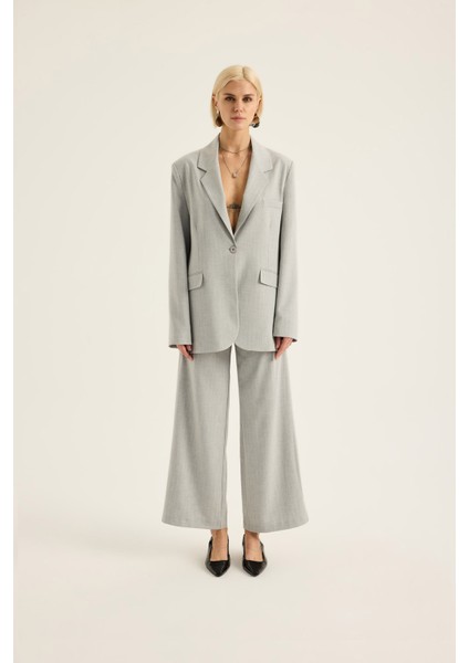 Çizgili Bol Paça Pantolon