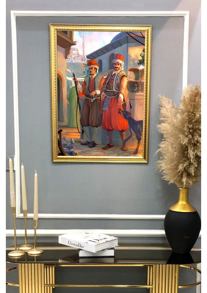 Osmanlı Askeri Desenli Çerçeveli Kumaş Baskı Tablo 50x70cm ORYNTL11 fiyatları