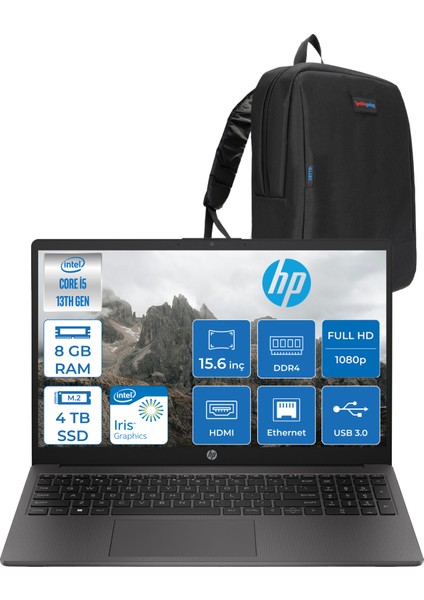 250 G10 Intel Core I5 1334U 8gb 4tb SSD Intel® Iris® Xᵉ Grafik Freedos 15.6" Taşınabilir Bilgisayar B2NC5ESF05 + Zetta Çanta