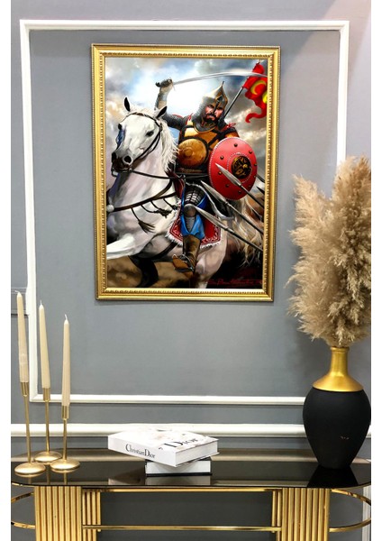 Fatih Sultan Mehmet Han Desenli Çerçeveli Kumaş Baskı Tablo 50x70cm ORYNTL20 fiyatları