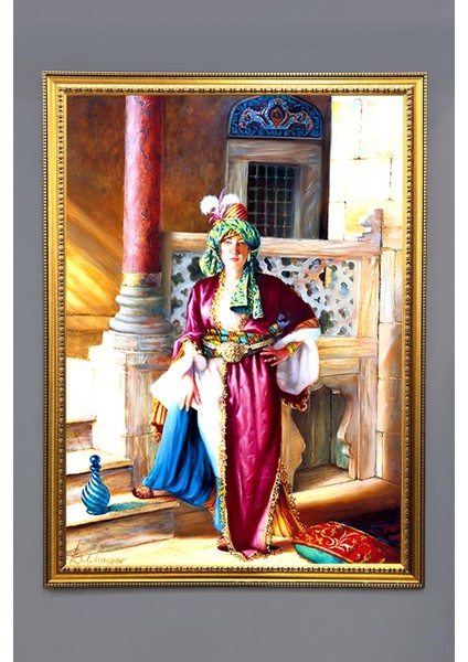 Kadın Desenli Çerçeveli Kumaş Baskı Tablo 50x70cm ORYNTL05