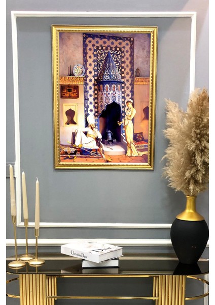 Oryantalist Desenli Çerçeveli Kumaş Baskı Tablo 50x70cm ORYNTL18 fiyatları