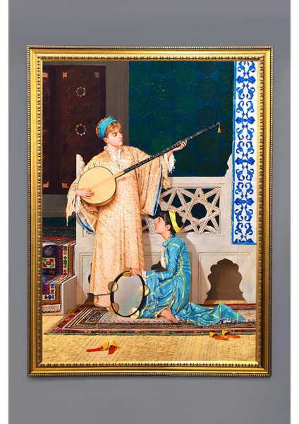 Oryantalist Desenli Çerçeveli Kumaş Baskı Tablo 50x70cm ORYNTL14