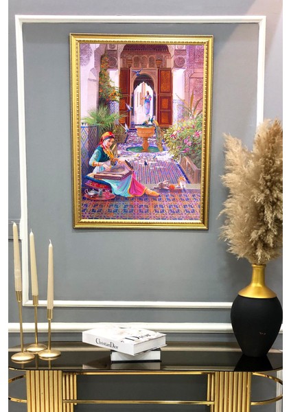 Kız Desenli Çerçeveli Kumaş Baskı Tablo 50x70cm ORYNTL07 fiyatları