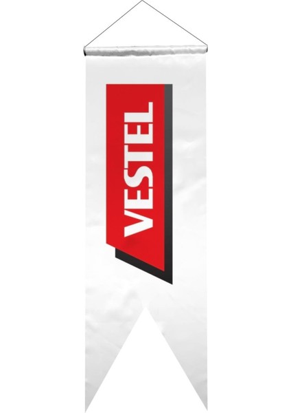 Vestel Logolu Kırlangıç Bayrak 50X100 cm Saten Kumaş