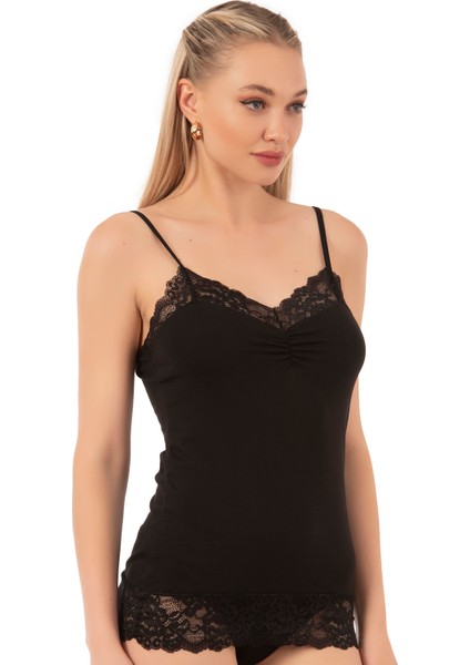 Özkan 25531 Kadın Pamuklu Modal Dantelli İnce Askılı Atlet fırsatları