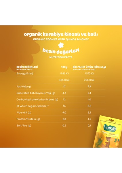Humm Organik Kinoalı Ballı Kurabiye 55 G. fırsatları