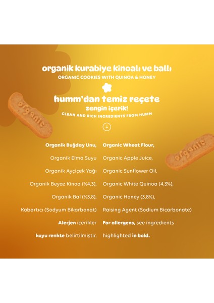 Humm Organik Kinoalı Ballı Kurabiye 55 G. indirimleri