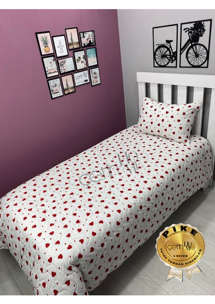 Çetinhome Tek Kişilik Kapitone Pike Seti 4 Mevsim Kalp