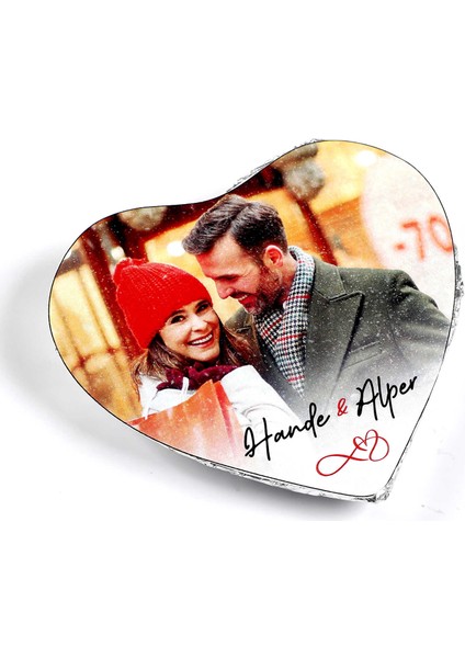 Fotoğraflı Isimli Sevgiliye Hediye Antep Fıstıklı Kadayıflı Dolgulu (Kalp Şeklinde) Dubai Çikolatası indirimleri