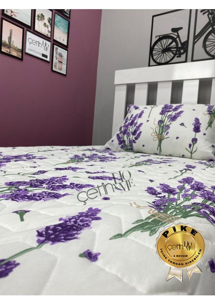 Çetinhome Tek Kişilik Kapitone Pike Seti 4 Mevsim Lavanta