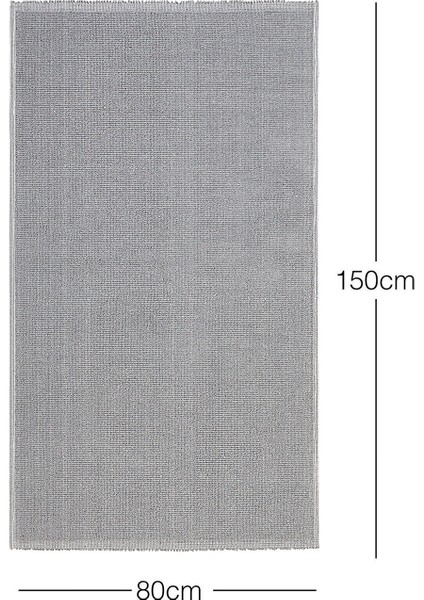Yıkanabilir Pamuklu Gri Renk Buklet Kilim 80 x 150 cm