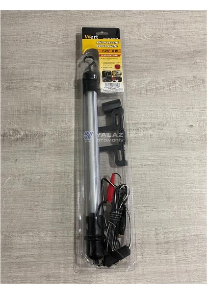 12V SEYYAR LAMBA FLORESAN 8W BEYAZ (42 CM) (MAŞALI+ÇAKMAK FİŞLİ) (KABLO UZUNLUĞU 3 MT)