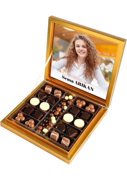 Fotoğraflı Isimli Hediye Kahve Drajeli Special Çikolata 290G (Gold Kutu)