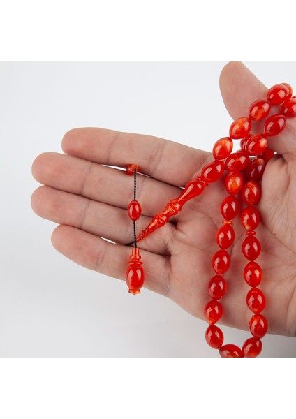 Özel Seri Sedefli Sıkma Kehribar Beyzi Kesim 9x12 mm Tesbih fırsatları