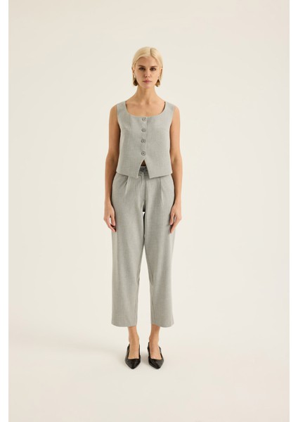 Pileli Yüksek Bel Pantolon