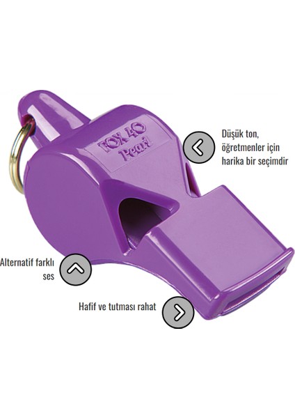 Fox 40 9703-0008 Pearl Düdük + Düdük Ipi Siyah modelleri