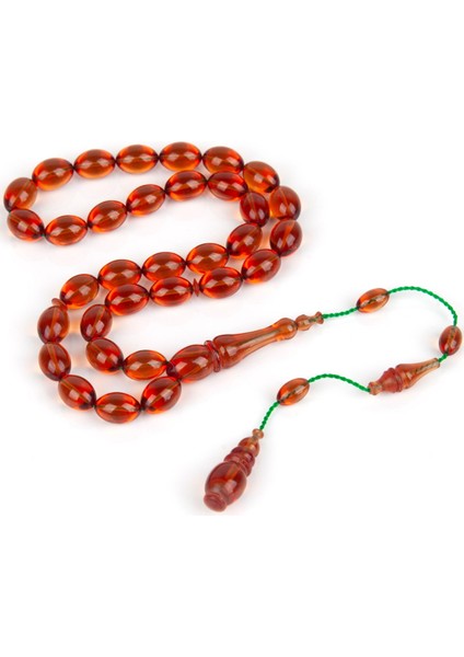 Sıkma Kehribar Beyzi Kesim 7x10 mm Tesbih