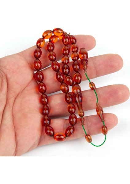Sıkma Kehribar Beyzi Kesim 7x10 mm Tesbih modelleri