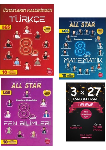 (Sınıf: 8) Türkçe / Matematik / Fen Bilimleri Üstatların Kaleminden 1.dönem 10 Süreç Değerlendirme Denemesi