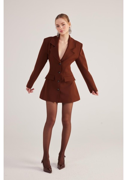 Belden Oturmalı Fit Kesim Deja Blazer Ceket Kahve fiyatları