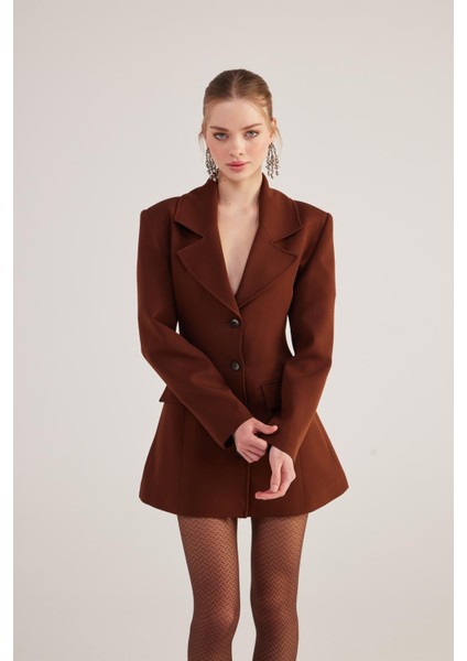 Belden Oturmalı Fit Kesim Deja Blazer Ceket Kahve modelleri