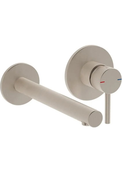 Origin A4258134 Ankastre Lavabo Bataryası, İki Rozetli, Sıva Üstü, Fırçalı Nikel