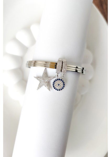 Düz Çelik Ajda Bilezik 6,5cm Gümüş modelleri