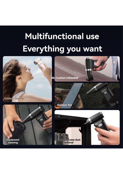 El Tipi Turbo Jet Fan Masaüstü 110000RPM Şarj Edilebilir Mini Ofis Şiddetli 6000MAH 100 Hızı Beyaz (Yurt Dışından) fırsatları