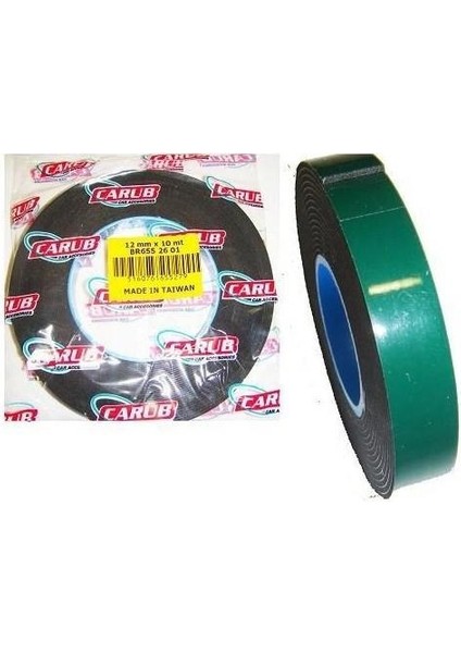 ÇİFT TARAFLI BANT 12 MM X 10 MT (YEŞİL-SİYAH)