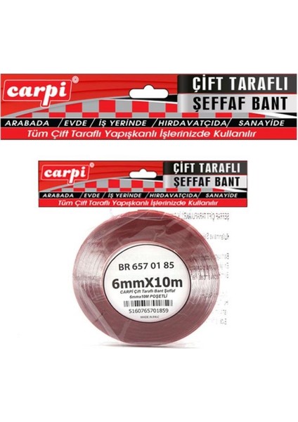 ÇİFT TARAFLI BANT 6 MM X 10 MT ŞEFFAF (SİLİKONLU)