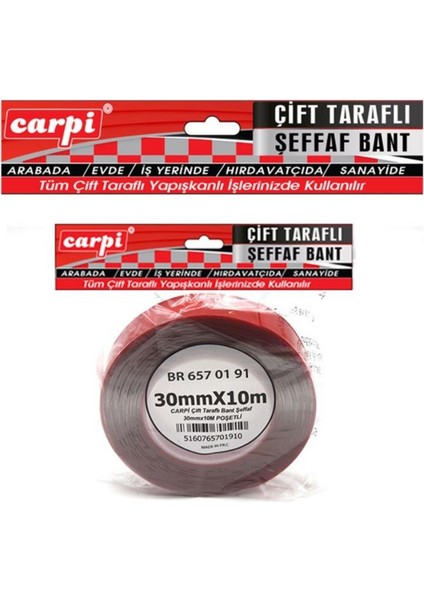 ÇİFT TARAFLI BANT 30 MM X 10 MT ŞEFFAF (SİLİKONLU)
