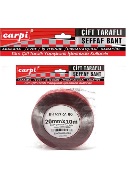 ÇİFT TARAFLI BANT 20 MM X 10 MT ŞEFFAF (SİLİKONLU)