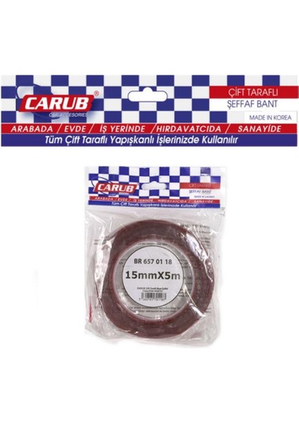 ÇİFT TARAFLI BANT 15 MM X 5 MT ŞEFFAF (SİLİKONLU)