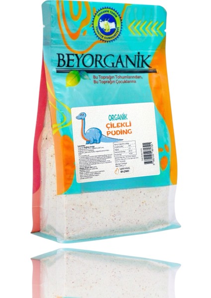 ORGANİK Çilekli Bebek Pudingi 200gr (Şeker Ilavesiz) +12 ay (PESTİSİT VE AFLATOKSİN ANALİZLİ)