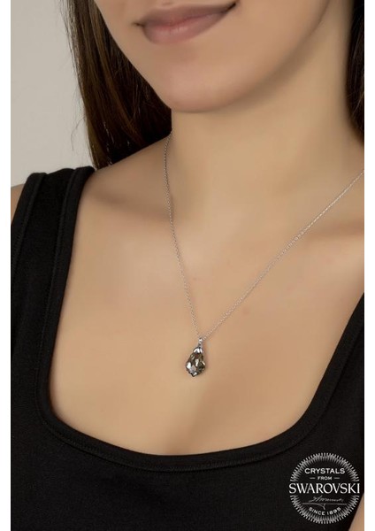 Swr Crystal 16 mm Beads Çam Kadın Gümüş Kolye