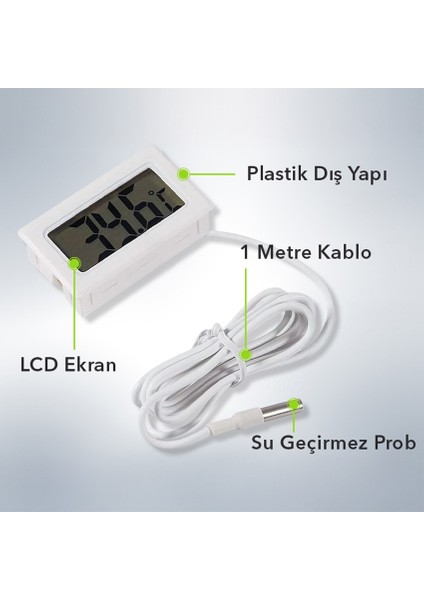 Beyaz Pano Tipi Soketli Termometre (5´ Li Paket) | Sc-1 modelleri