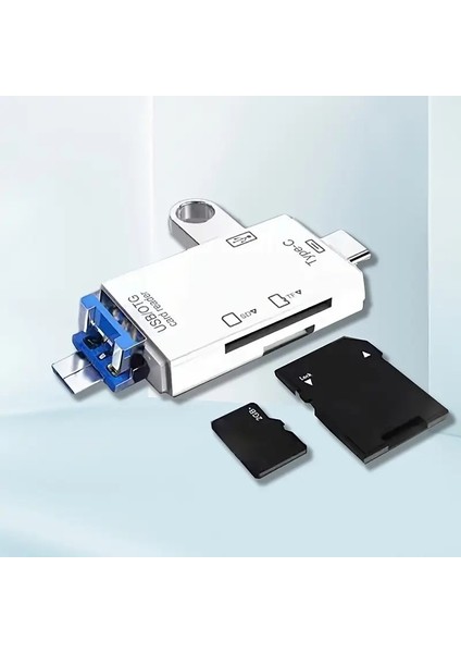 6'sı 1 Arada Çok Fonksiyonlu Kart Okuyucu, Usb/micro/type-C Adaptörü