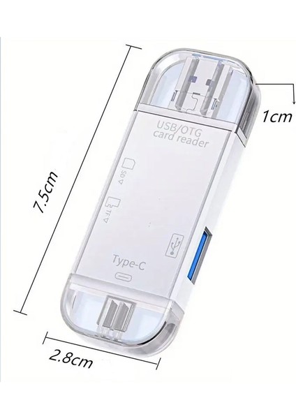6'sı 1 Arada Çok Fonksiyonlu Kart Okuyucu, Usb/micro/type-C Adaptörü