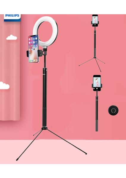Philips DLK3621N Ring Light Tripod Bluetooth Kumandalı Üçü Birarada Selfie Çubuğu Monopod 160CM