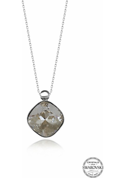 Swr Crystal 12 mm Yuvalı Beyaz Cushion Kadın Gümüş Kolye fiyatları