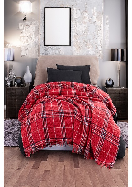 Battaniye Pamuklu Tek Kişilik Warm Soft Kırmızı