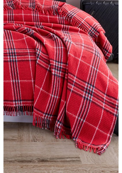 Battaniye Pamuklu Tek Kişilik Warm Soft Kırmızı