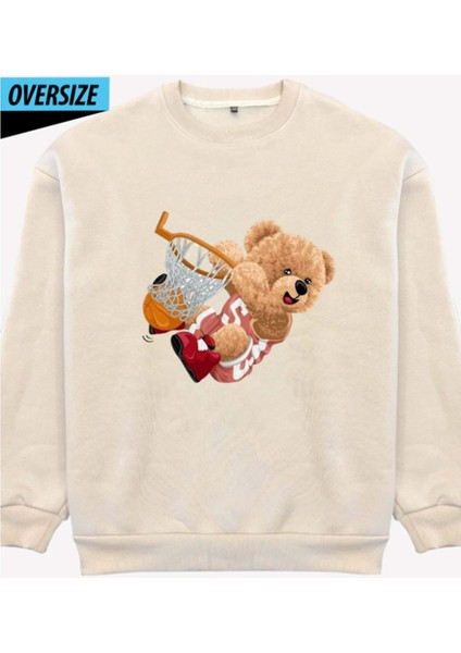 Teddy Dunk Oversize Sweatshirt Bej